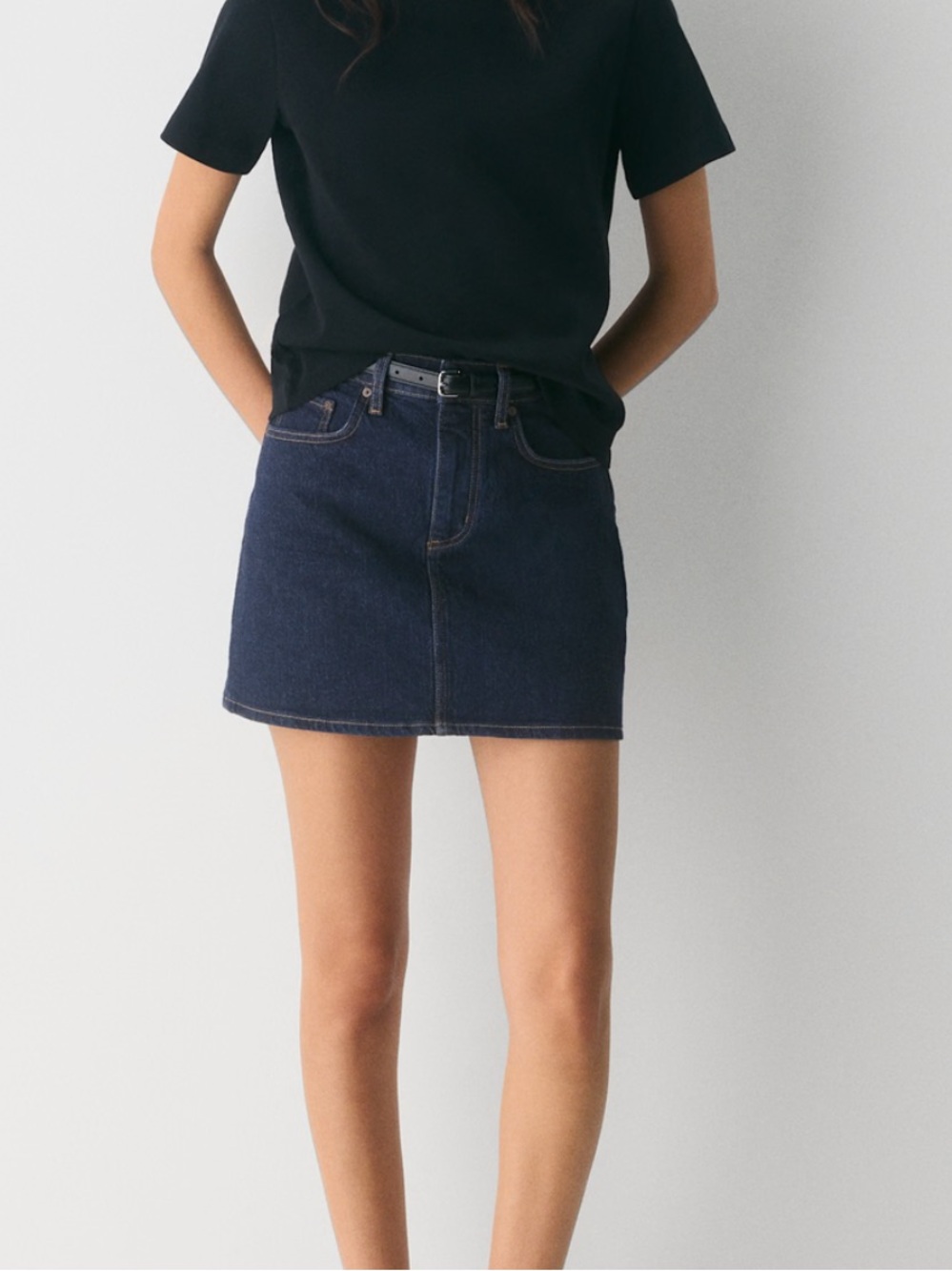 Aritzia Dark Blue Denim Mini Skirt